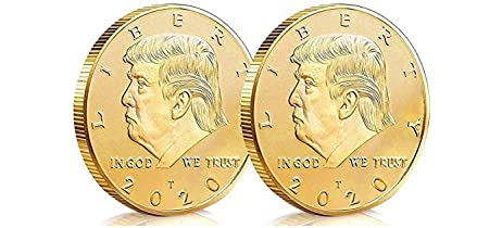 2 Pack The Official 2020 Gold Donald Trump Commemorative Coin - Authentic Collectible Coin of 45th United States President - Republican Collectibles Challenge Memorabilia Gift